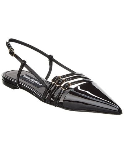 Dolce & Gabbana Leather Slingback Flat - Black