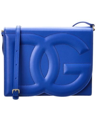 Dolce & Gabbana Logo Leather Shoulder Bag - Blue