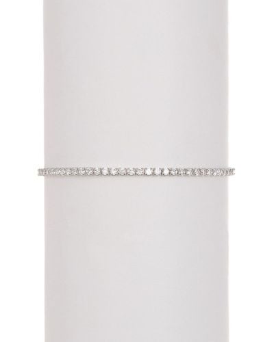 Adornia Silver Crystal Lariat Bracelet - White