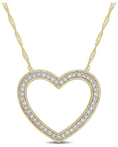 Rina Limor 14k 0.23 Ct. Tw. Diamond Heart Necklace - Metallic