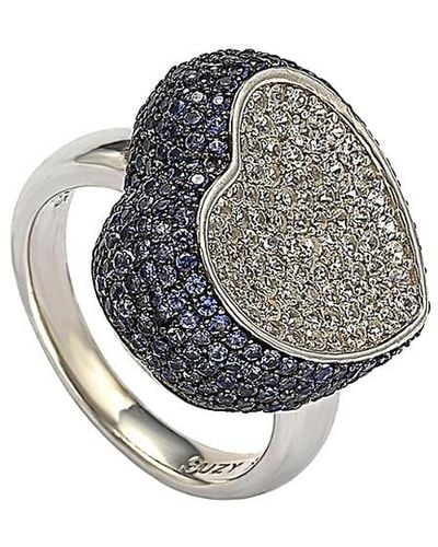 Suzy Levian Silver 3.16 Ct. Tw. Sapphire Ring - Gray