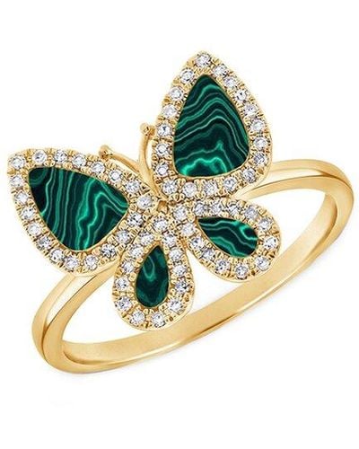 Sabrina Designs 14k 1.15 Ct. Tw. Diamond & Malachite Butterfly Ring - Blue