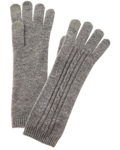 Phenix Oval Cable Stitch Long Cashmere Gloves - Grey