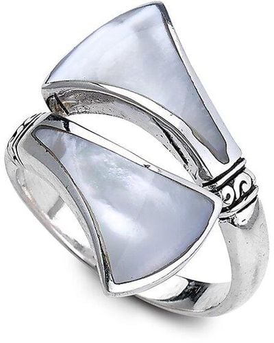 Samuel B. Silver Pearl Bypass Ring - White