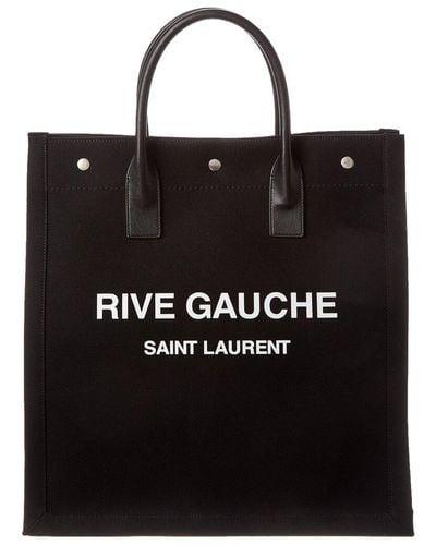 Saint Laurent Rive Gauche N/s Canvas & Leather Tote - Black