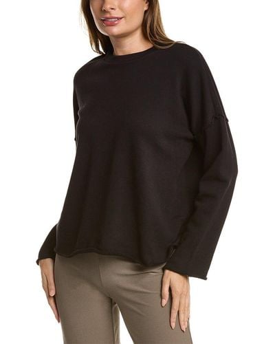 Eileen Fisher High Neck Boxy Top - Black
