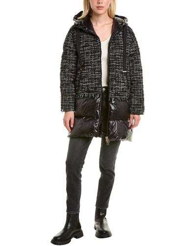 Herno Tweed Wool-blend Down Coat - Black