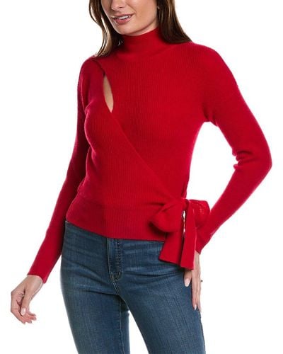 InCashmere Wrap Front Cashmere Sweater - Red