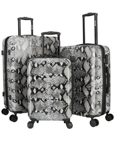 Roberto Cavalli Python Collection 3pc Expandable Luggage Set - Metallic