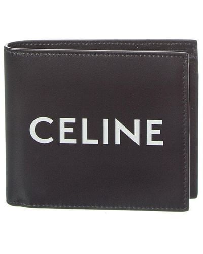 Celine Logo Leather Bifold Wallet - Black