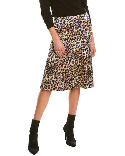 DESTINAIRE Leopard Midi Skirt - Brown