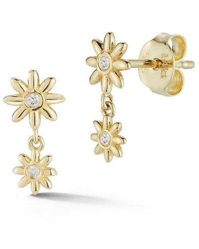 Ember Fine Jewelry 14k 0.02 Ct. Tw. Diamond Flower Earrings - Metallic