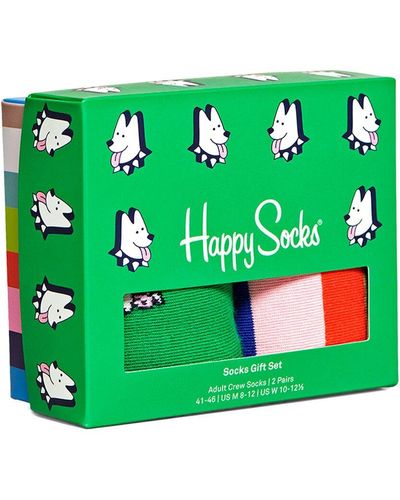 Happy Socks 2pk Dog Socks Gift Set - Green