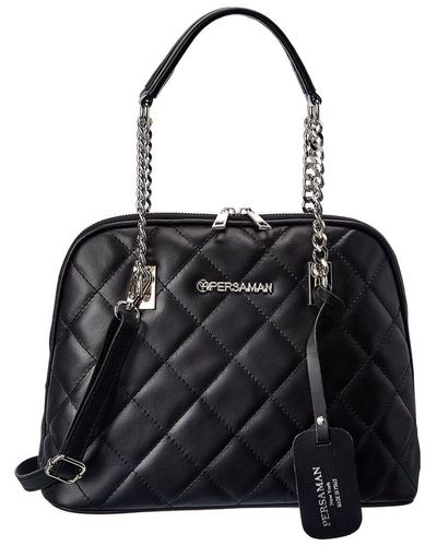 Persaman New York Fosette Quilted Leather Tote - Black