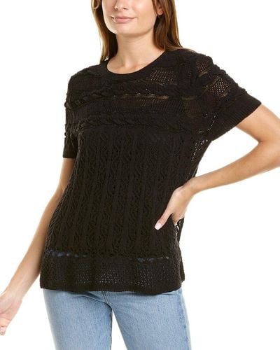 Twin Set Short Sleeve Crewneck Sweater - Black