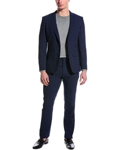 BOSS 2pc Slim Fit Wool-blend Suit - Blue