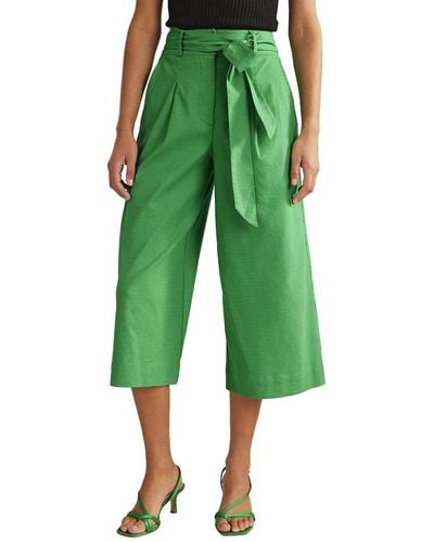 Boden Cropped Wide Leg Linen-blend Trouser - Green