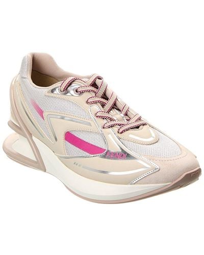 Fendi First 1 Tech Fabric & Leather Trainer - Pink