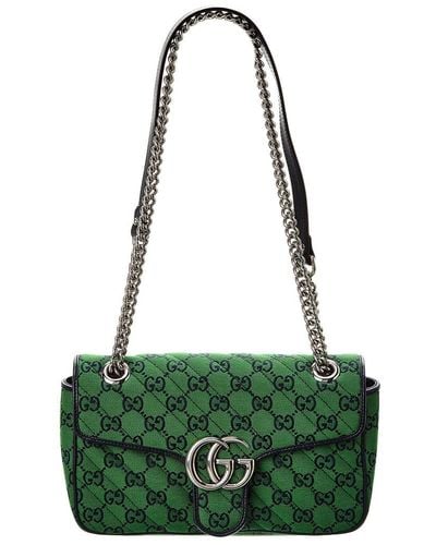 Gucci GG Marmont Small GG Canvas & Leather Shoulder Bag - Green
