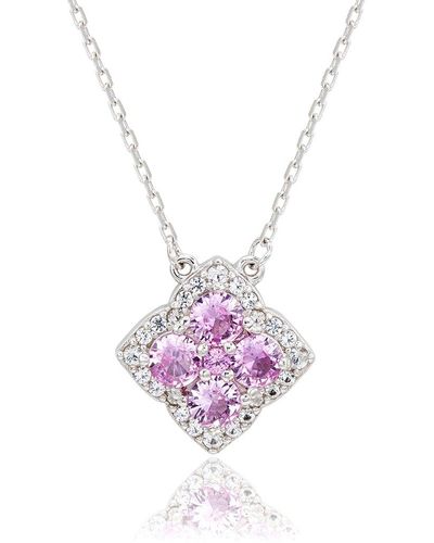 Suzy Levian Silver 0.02 Ct. Tw. Diamond & Gemstone Necklace - Pink