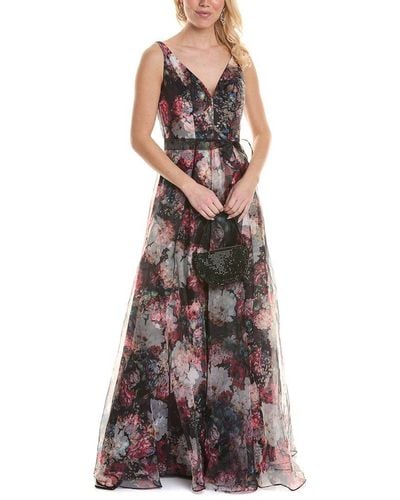 Rene Ruiz Rene By Collection V-neck Gown - Black