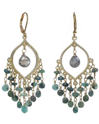 Rachel Reinhardt Jewelry 14k Over Silver Gemstone Fringe Chandelier Earrings - Metallic