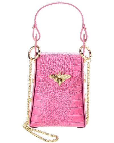 Persaman New York Anette Leather Crossbody - Pink