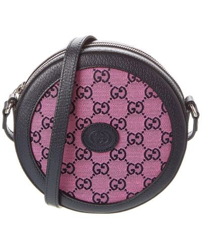 Gucci Round GG Canvas & Leather Shoulder Bag - Pink