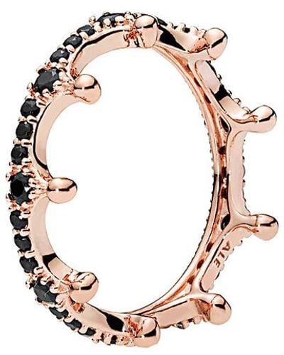 PANDORA Rose Crystal Black Sparkling Crown Ring - White