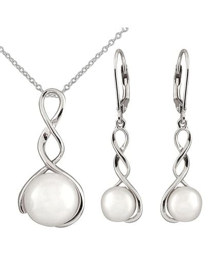 Splendid Silver 7-9.5mm Freshwater Pearl Earrings & Necklace Set - Metallic