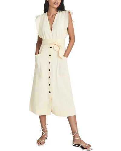 Reiss Linen-blend Emma Midi Dress - Natural