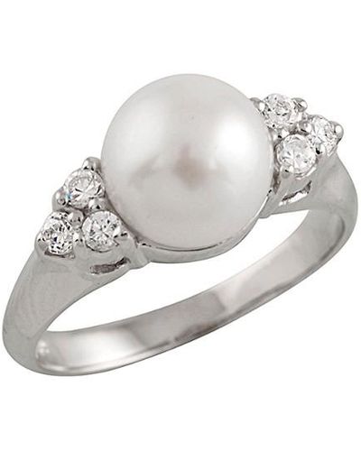 Splendid Silver 8-8.5mm Freshwater Pearl Ring - White