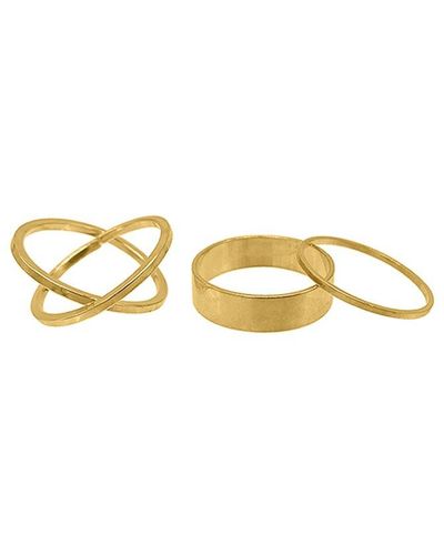 Adornia 14k Plated Stacking Ring Set - Metallic