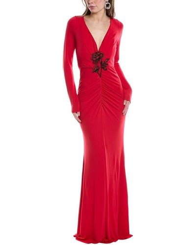 Marchesa Jersey Drape Gown - Red