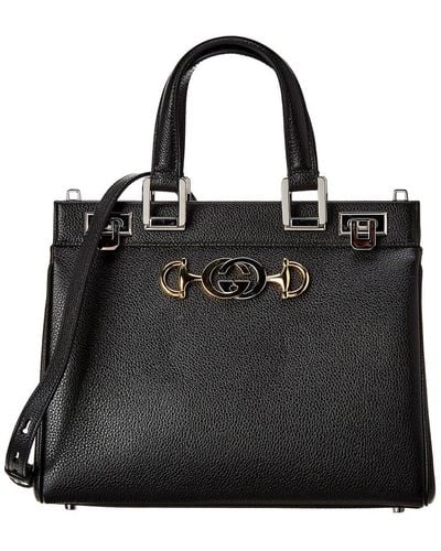 Gucci Zumi Small Leather Top Handle Shoulder Bag - Black