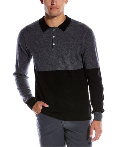 SCOTT & SCOTT LONDON Colorblocked Wool & Cashmere-blend Polo Shirt - Black