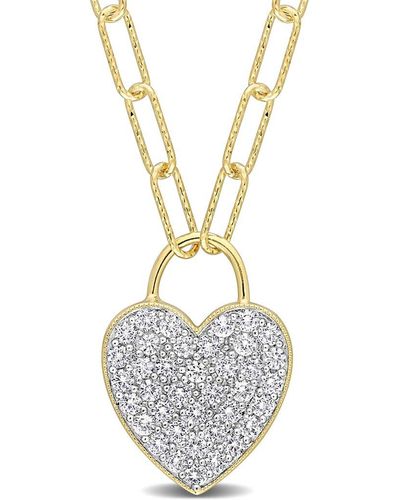 Rina Limor Gold Over Silver 1.14 Ct. Tw. Sapphire Pendant Necklace - Metallic