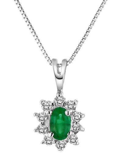 Diana M. Jewels Fine Jewellery 14k 0.35 Ct. Tw. Diamond & Emerald Pendant Necklace - White