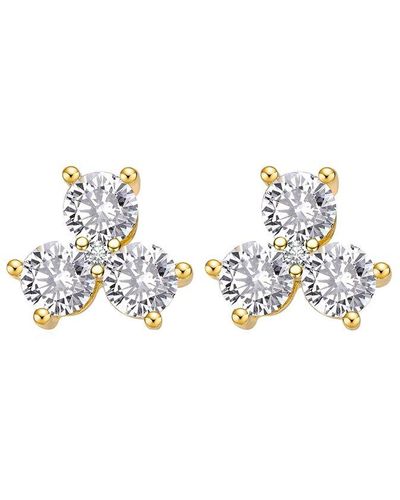 Genevive Jewelry 14k Over Silver Cz Clover Studs - White