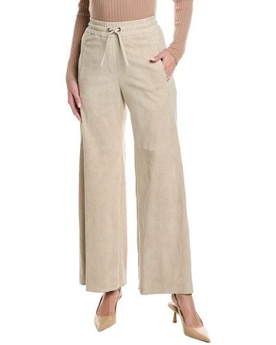 Brunello Cucinelli Leather Pant - Natural