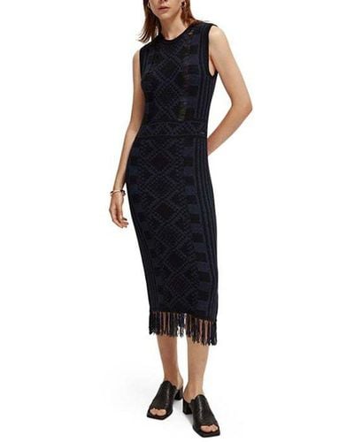 Scotch & Soda Fringe Hem Dress - Black