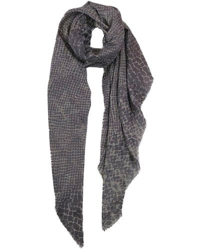 Blue Pacific Tissue Solid Print Cashmere-blend Scarf - Grey