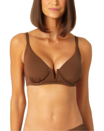 Anne Cole V Wire Elongated Underwire Top - Brown