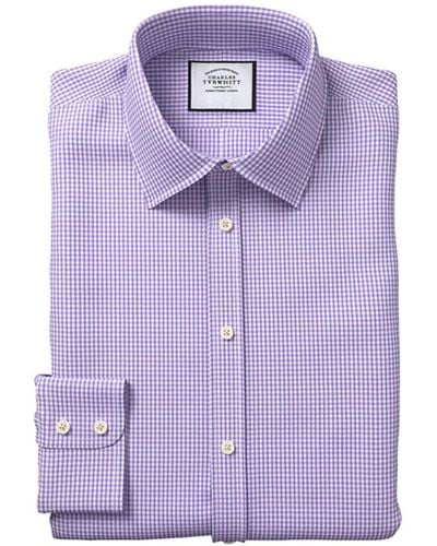 Charles Tyrwhitt Slim Fit Poplin Gingham Shirt - Purple
