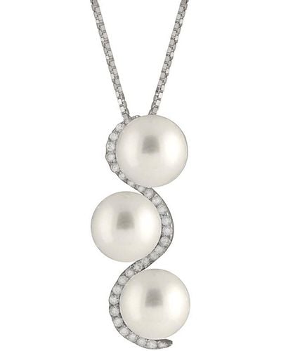 Splendid Rhodium Plated Silver 8-8.5mm Freshwater Pearl Necklace - White