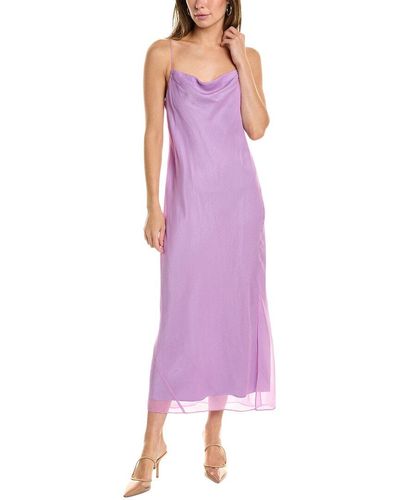 Vince Crinkle Silk Cami Midi Dress - Purple