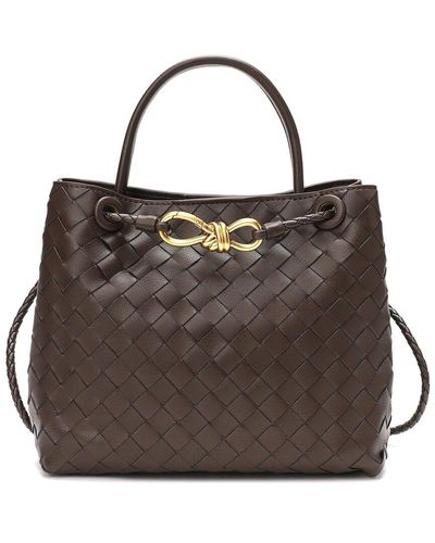 Tiffany & Fred Paris Woven Leather Top Handle Shoulder Bag - Brown