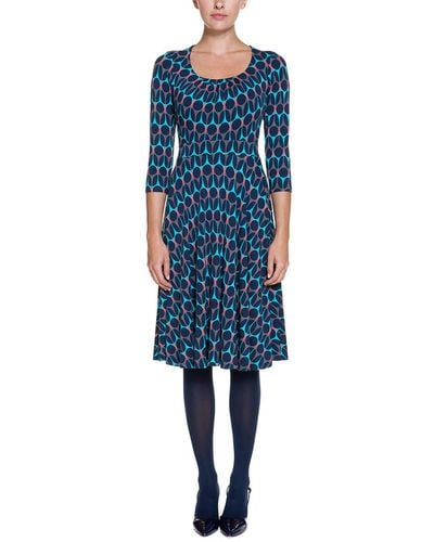 Boden Highgate Blues Colorblocked Geometric Print Jersey Dress