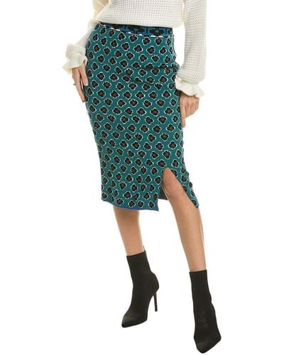 Diane von Furstenberg Gusta Wool-blend Pencil Skirt - Green
