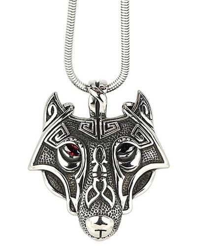 jean claude Dell Arte Stainless Steel Viking Wolf Necklace - White